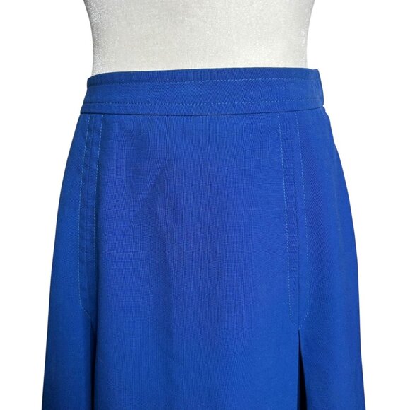Vintage 70s Stan Herman TWA Blue A Line Wool Skirt Size Small Side Zipper Union - Picture 2 of 8